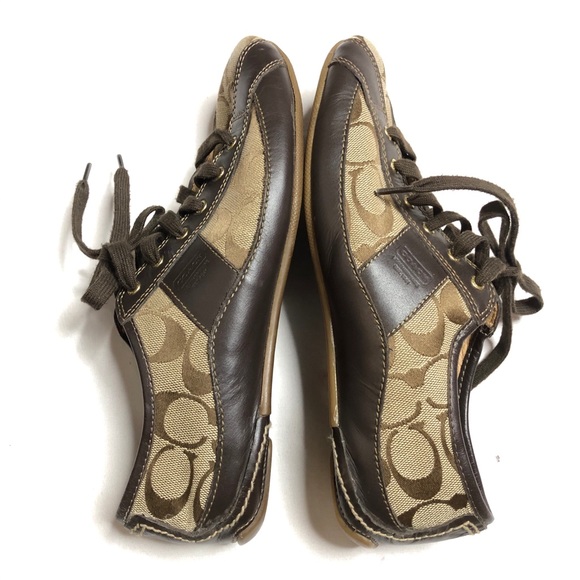 Coach SUEE Brown signature canvas leather sneakers - Picture 5 of 10